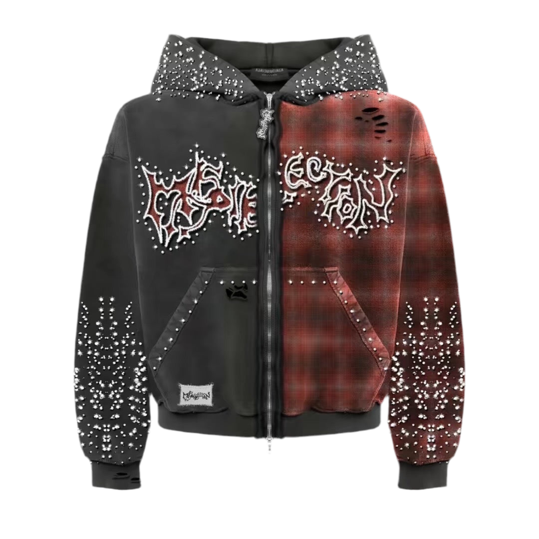 Half & Half Rhymestone Zip Up